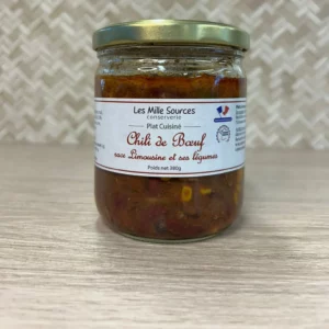 Chili de bœuf 380gr individuel en bocal, recette artisanale