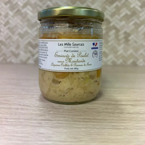 Émincés poulet moutarde 380 gr avec sauce crémeuse et légumes oubliés