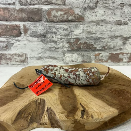 Saucisson Piment d’Espelette 150 g affiné naturellement avec boyau traditionnel