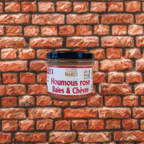Houmous rose chèvre à la betterave, prêt à tartiner à l’apéritif.